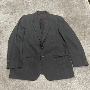 Today's Man Halston Wool Suit Blazer Jacket Mens 46L Dark Gray Striped Business